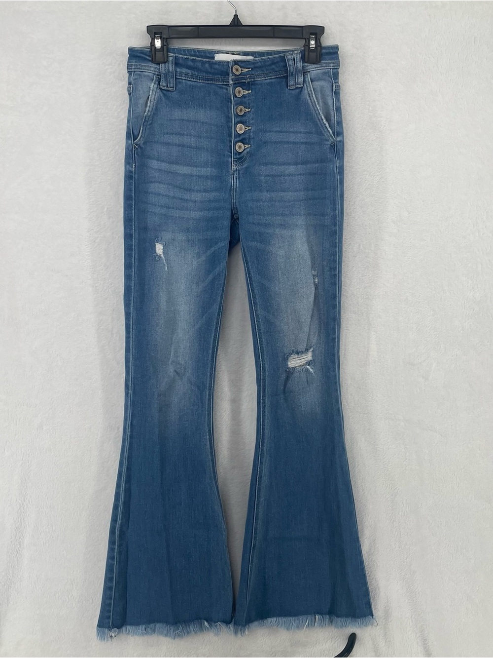 KanCan Distressed High-Rise Flare Jeans - Blue